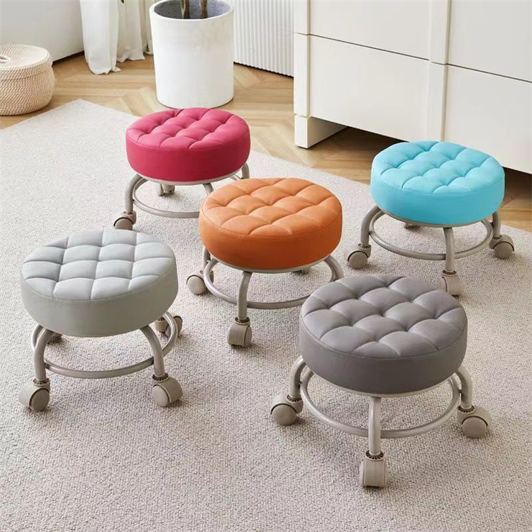 Household Universal Wheel Mobile Small Stool Floor Wipe Seam Pulley Low Bench Soft Face Belt Toddler Living Room Chair Round Stool