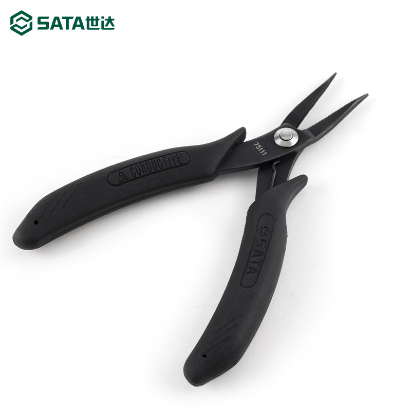 世达工具 防静电尖咀鉗迷你尖嘴钳尖口钳多功能无齿钳子5寸75111