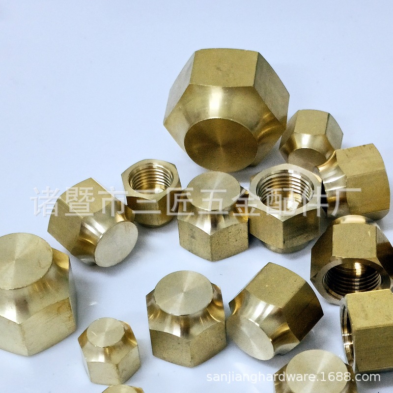 空调外机帽 加氟堵头SAE5/16黄铜堵帽、1/2-20UNF内螺纹扩口堵头