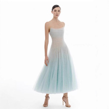 25夏新款越南小众设计名媛公主仙气性感裹胸纯色网纱连衣长裙