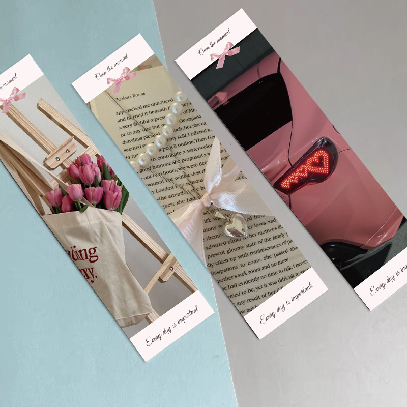 65g Weight Bookmark Stationery Type 30 Sheets Per Bag Quantity Learning Occasion White cardboard Material Heart Shape, Flower Pattern Korean Style Style Pink Color 30 Sheets Per Bag Heart Shape Flower Learning White Cardboard Korean Style Bookmark 4