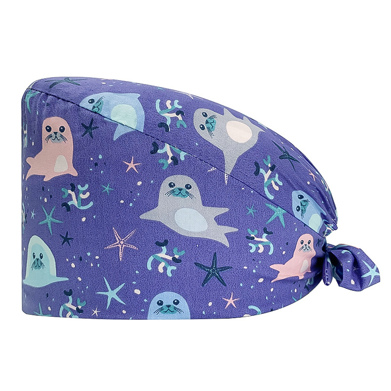 Gorro quirúrgico de algodón puro de las mujeres impreso ajustable calabaza tapa confinamiento quimioterapia a prueba de polvo puntera enfermera trabajo sombrero hombres