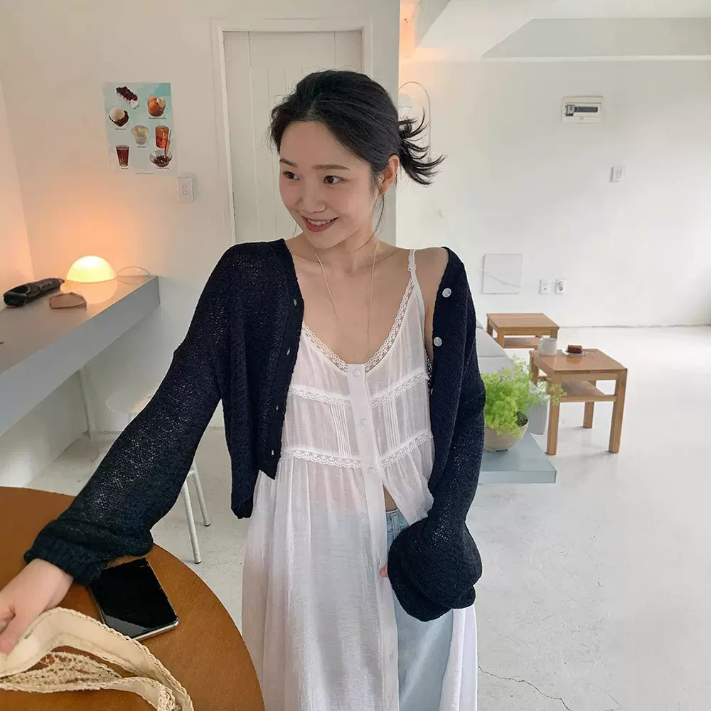 现货 白色蕾丝边单排扣吊带裙2025夏季女百搭叠穿连衣裙beginni*g