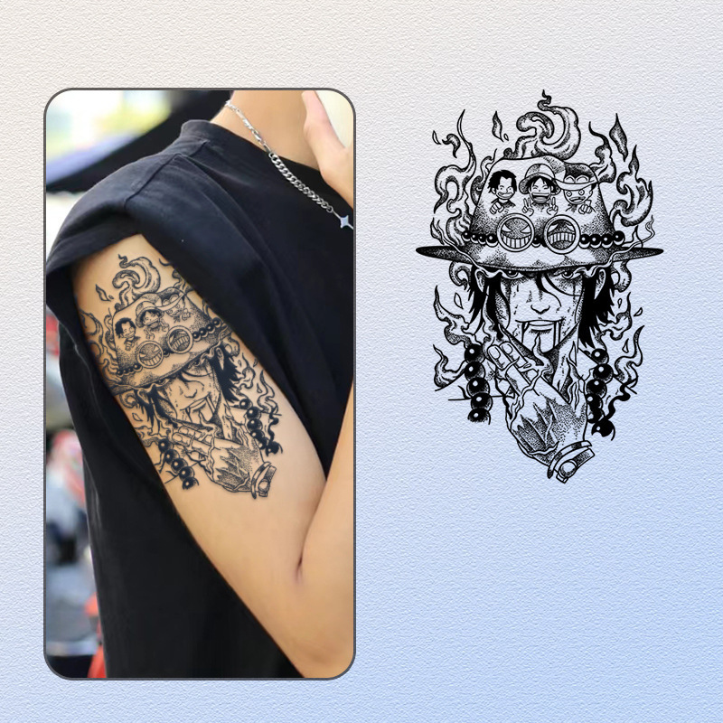 One Piece Herbal Juice Tattoo Sticker Waterproof Men and Women Long-Lasting Tattoo Decal Arm Finger Back Arm Simulation Sticker
