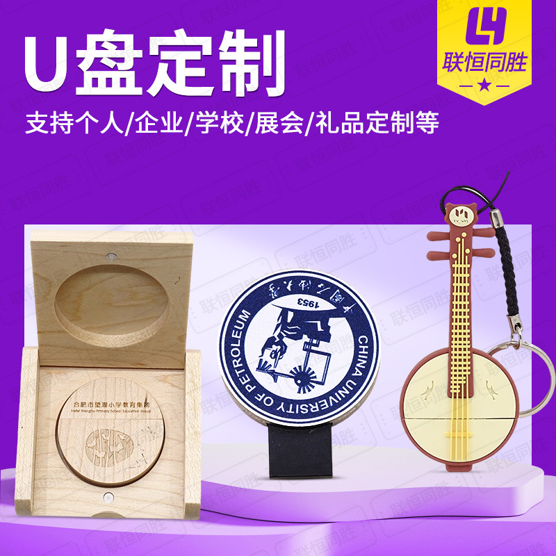 木质U盘定制可爱迷你立体闪存盘免费刻字新奇特礼品LOGO推拉优盘