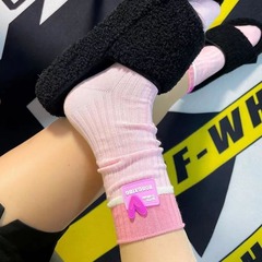 2023 spring and summer new thin socks for women striped Internet celebrity pink long tube socks Japanese style ins trend medium tube socks for women