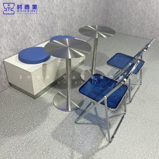 Industrial Style Milk Tea Dessert Shop Coffee Shop Stainless Steel Table and Chair Combination Cake Bakery Shop Wall Deck Bench