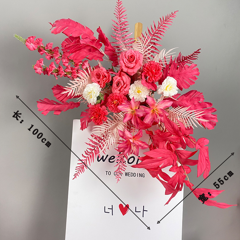 新款婚庆装饰地排花婚礼花艺T台路引花花酒店迎宾排花艺|undefined