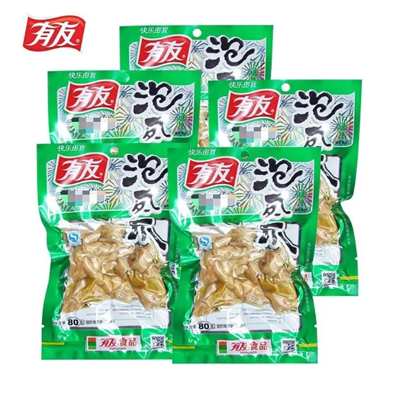 Youyou Pickled Chicken Feet 80g, Sour and Spicy Pickled Chicken Feet, Spicy Chicken Feet Snack to Satisfy Cravings