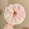 5 # Lace pink stitching floral rose ribbon bow hair tie about 12cm