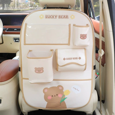 Chair back anti-kick pad Seat Storage Bag Hanging - tulip-bear-6-in-1-multifunctional-anti-kick-storage-bag-comes-with-waterproof-inner-tube-garbage-bag