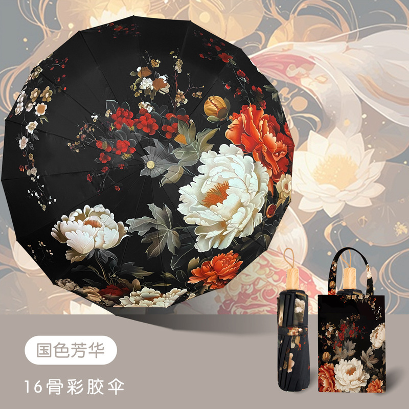 16骨手动彩胶防晒伞晴雨两用遮阳伞太阳伞防紫外线折叠伞雨伞批发|undefined