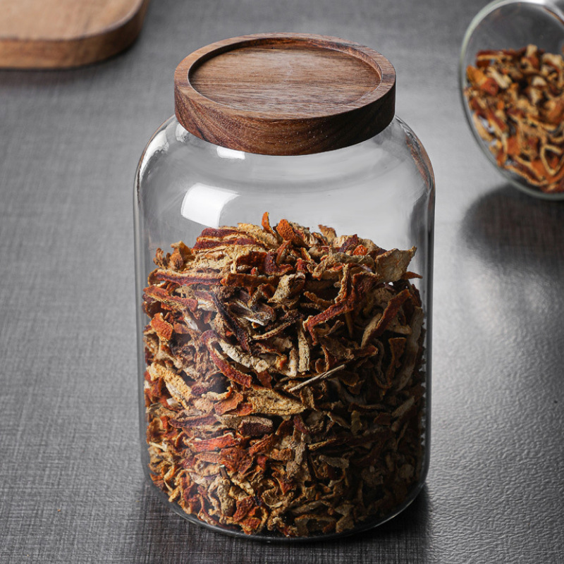 Tanque de almacenamiento de cáscara de naranja, tanque de sellado de vidrio, tanque de almacenamiento de té, botella de fruta seca de medicina tradicional china, sellado doméstico a prueba de humedad