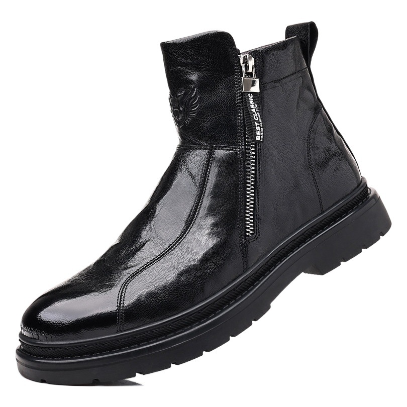 Chelsea Boots Men's Genuine Leather Breathable All-Match Men's Shoes British Style Single Boots Round Toe Martin Boots Men's Knight Boots