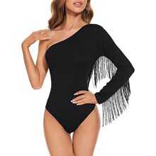 L 98485 Fringe Asymmetric Bodysuit ���Kб���B�w�� �羳���l