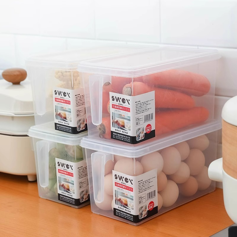 冷蔵庫収納ボックス食品級ハンドル付き鮮度保持ボックスキッチン野菜果物整理冷凍卵収納ボックス|undefined