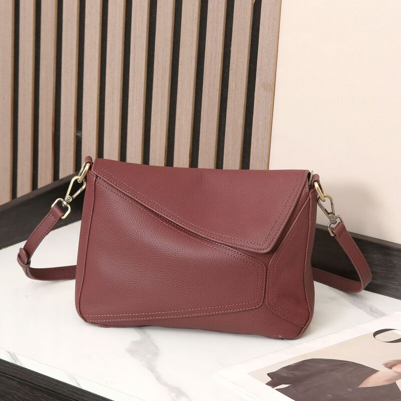 First-Layer Cowhide Women's Bag 2025 New Genuine Leather Shoulder Crossbody Bag Fashionable Simple Bv Handbag