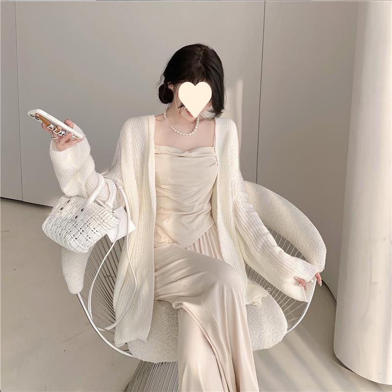 套装女2026早春新款针织开衫毛衣外套+吊带上衣+高腰阔腿裤三件套