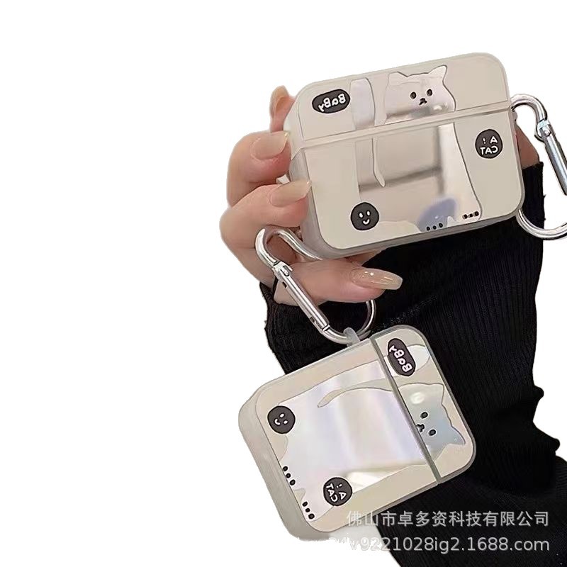 Airpods de gato de alta sensación de espejo pro3 generación cubierta de protección Bluetooth para auriculares de Apple 1 / 2 generación