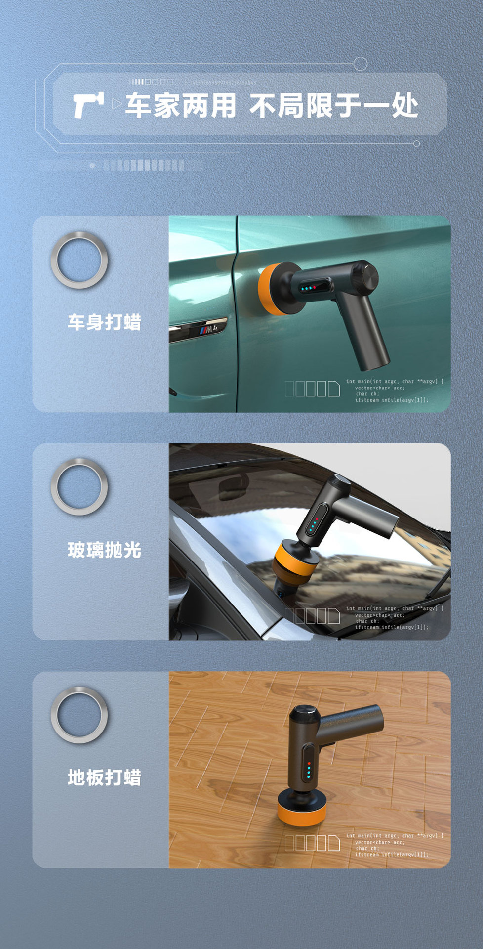 Car Polishing Machine, Waxing Machine, Portable Car Wireless Small Grinder, Electric Car Household Digital Display Grinding Machine
