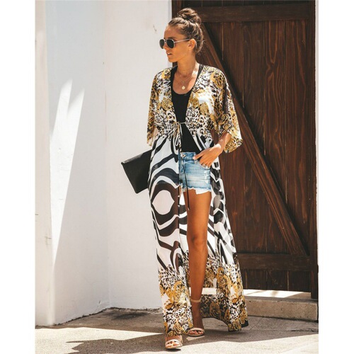 European and American new women's clothing summer poster vacation beach clothes blouse shawl sunscreen clothes