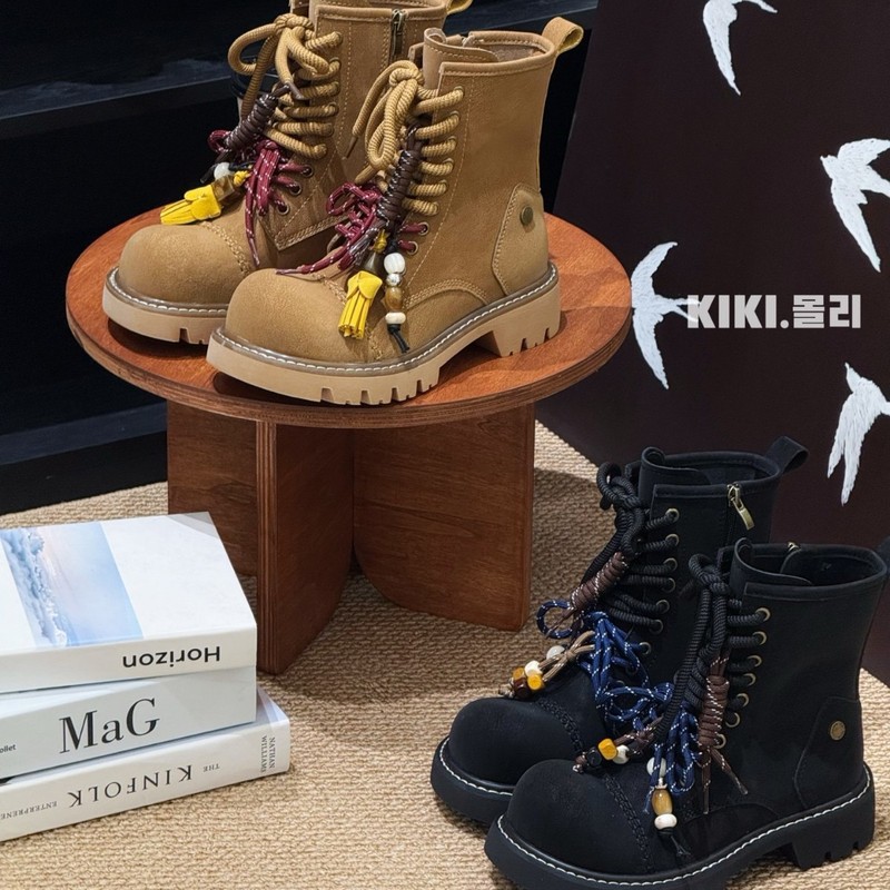 复古机能风挂饰工装靴2025秋季新款磨砂百搭舒适款时尚休闲马丁靴|undefined