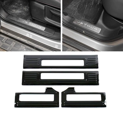 Dekorativ pedal başlıqları Stainless Steel Threshold Strip - door-inside-high-configuration-4-pieces-of-inner-sill-strips-stainless-steel-black-titanium-brushed-szjp-suitable-for-23-jitu-travelers