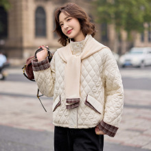 2025秋冬新款轻薄女装立领显瘦百搭外穿棉服外套 配披肩 LU9118