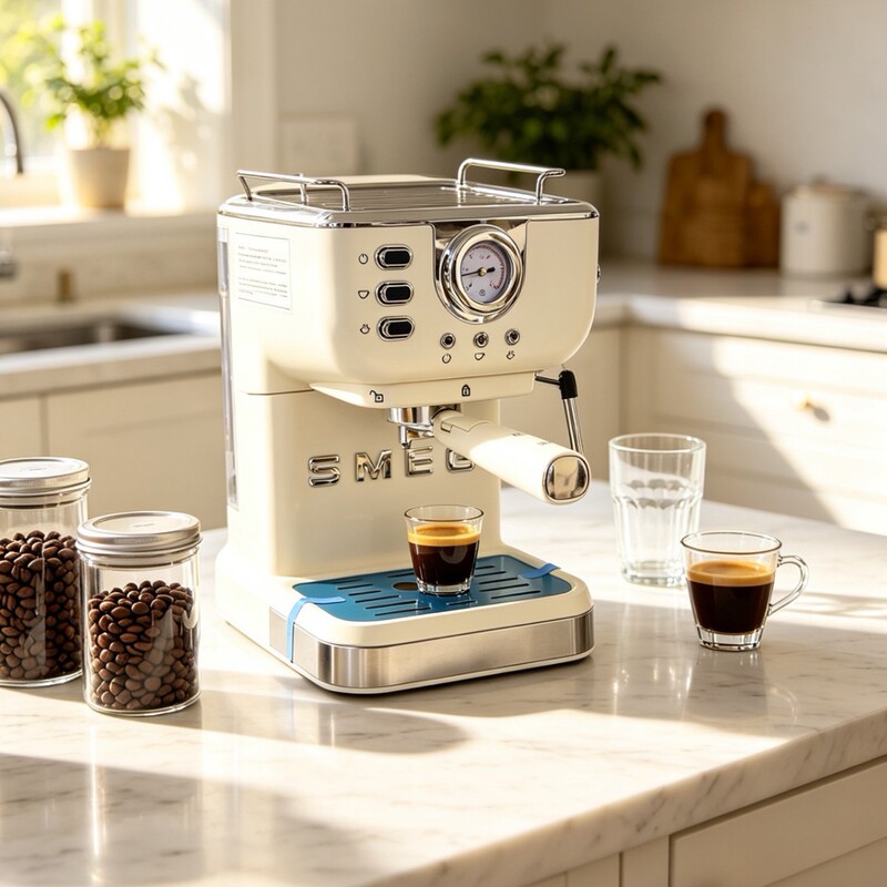 Factory direct sales: new Smeg Italian espresso machine, retro INS style, semi-automatic frother, color box packaging, wholesale Factory direct sales: new Smeg Italian espresso machine, retro INS style, semi-automatic frother, color box packaging, wholesale