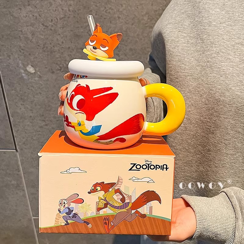 Mad Animal City Judy cerámica taza de agua de alto valor de la cara para niños oficina en el hogar regalo de cumpleaños