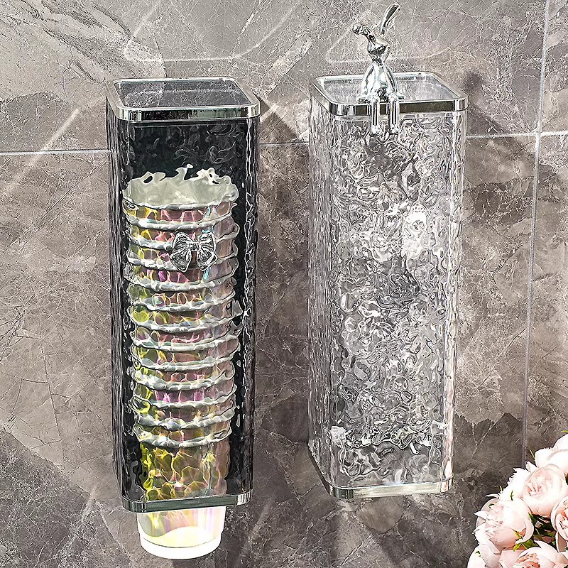 Disposable cup cup holder wall-mounted hole-free household light luxury high-value water dispenser paper cup holder cup holder