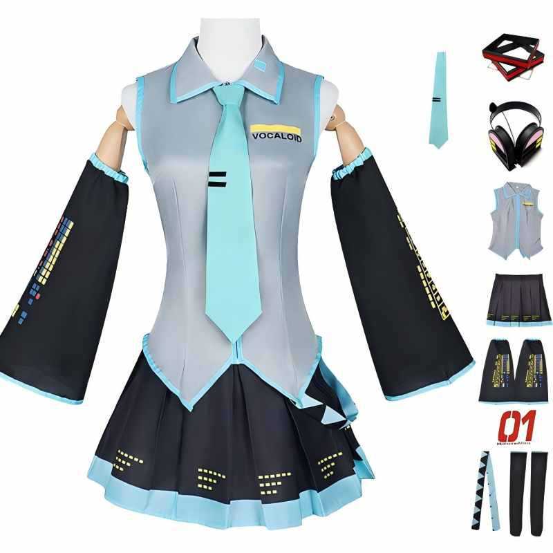 Hatsune Miku Official Cosplay Costume Two-Dimensional Virtual Idol Cosplay Role-Playing Performance Outfit Set Complete Set Hatsune Miku Official Cosplay Costume Two-Dimensional Virtual Idol Cosplay Role-Playing Performance Outfit Set Complete Set