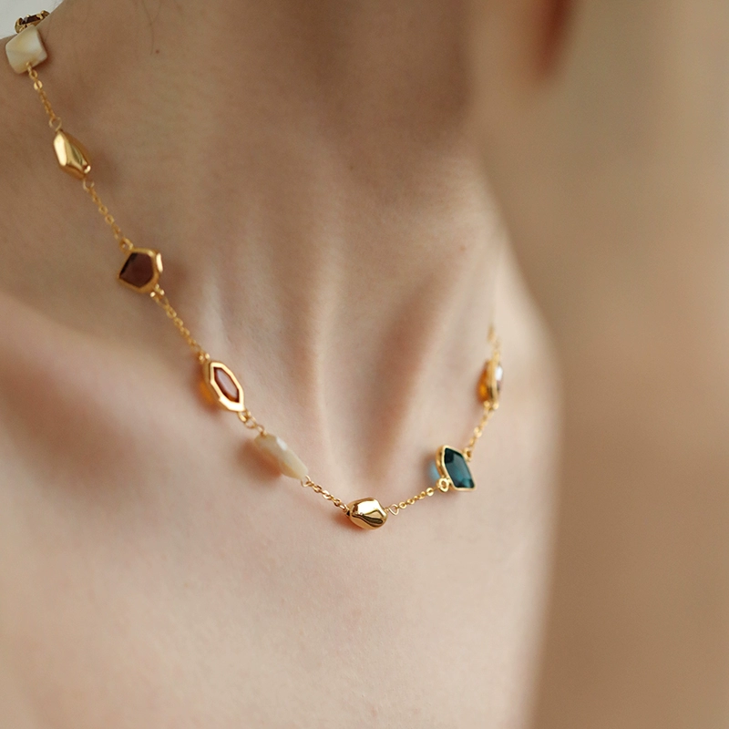 Новый китайский стиль дофаминового цветного ожерелья женский натуральный моллюсков легкий экстравагантный дизайн