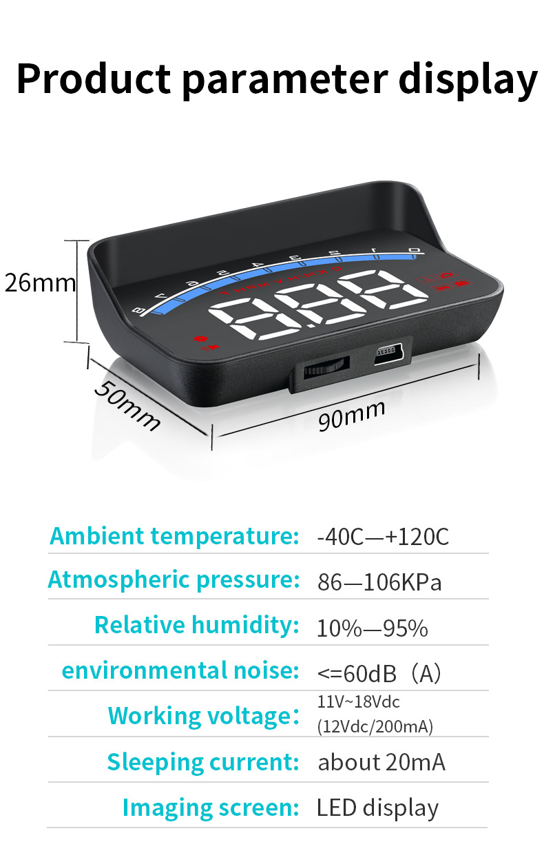 Cross-border exclusive car head-up display OBD2 fault code clearing diagnostic tool with high-brightness LED display