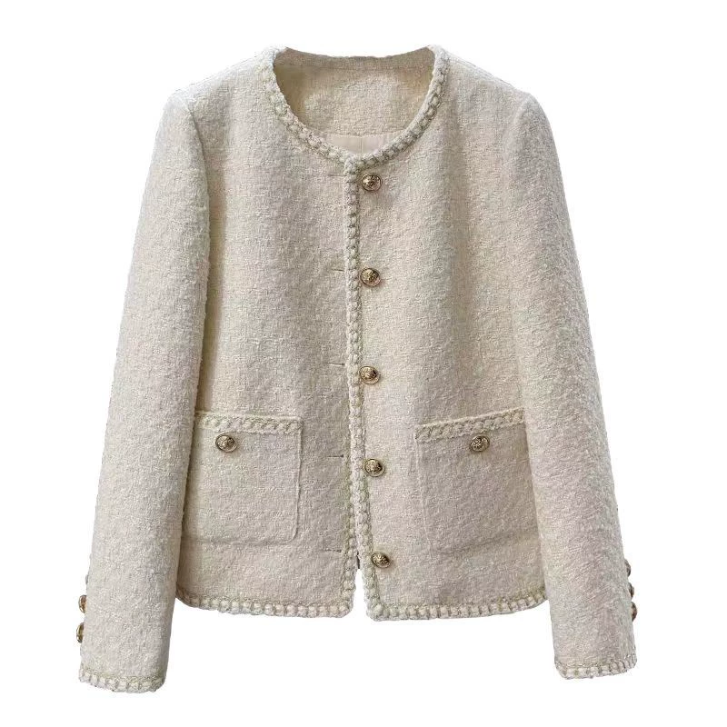 Шерстящее пальто, модная куртка, стиль Chanel, французский стиль, западный стиль, круглого воротника