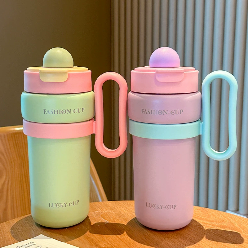 Сетка красная большая емкость ледяной бокал двойной напиток с соломкой из нержавеющей стали изоляционные чашки для студентов с высокой ценностью планеты кофейные чашки