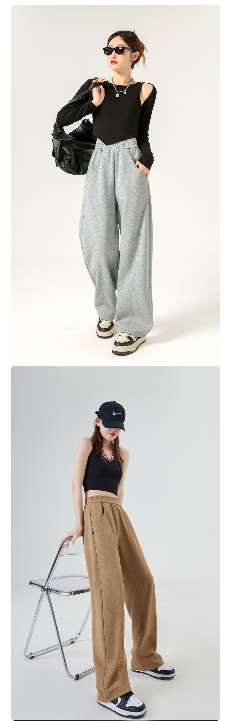 Women's High Waisted Straight Leg Pant Sets For Autumn And Winter_voghion.com