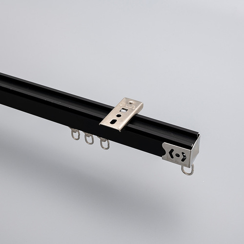 Thickened aluminum alloy curtain track silent pulley single and double rail slide curtain bedroom bay window top-mounted and side-mounted complete set