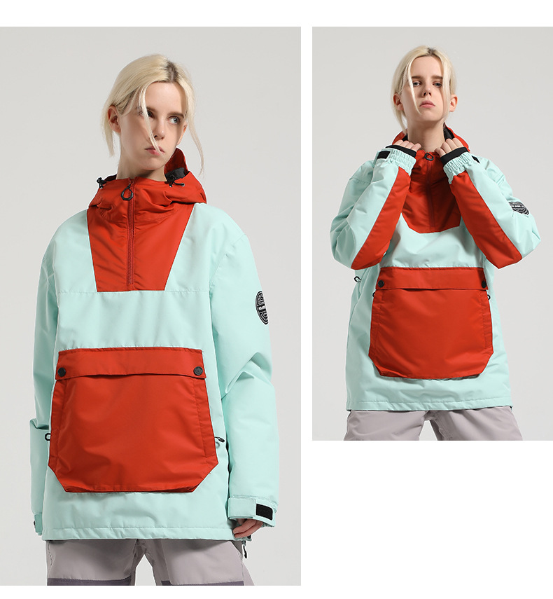 Νέα χειμερινή ένδυση σκι για άνδρες χαλαρό σνόουμπορντ αντιανεμικό αδιάβροχο ζεστό χρώμα αντίθεσης χιονιού γυναικεία υπαίθρια εξοπλισμός σκι_voghion.com