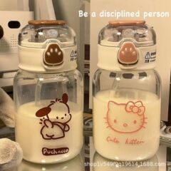 猫爪プラスチックカップ ins風 高颜值 小紅書同款 水筒 女子学生 韓国風 可愛い シンプル 水筒