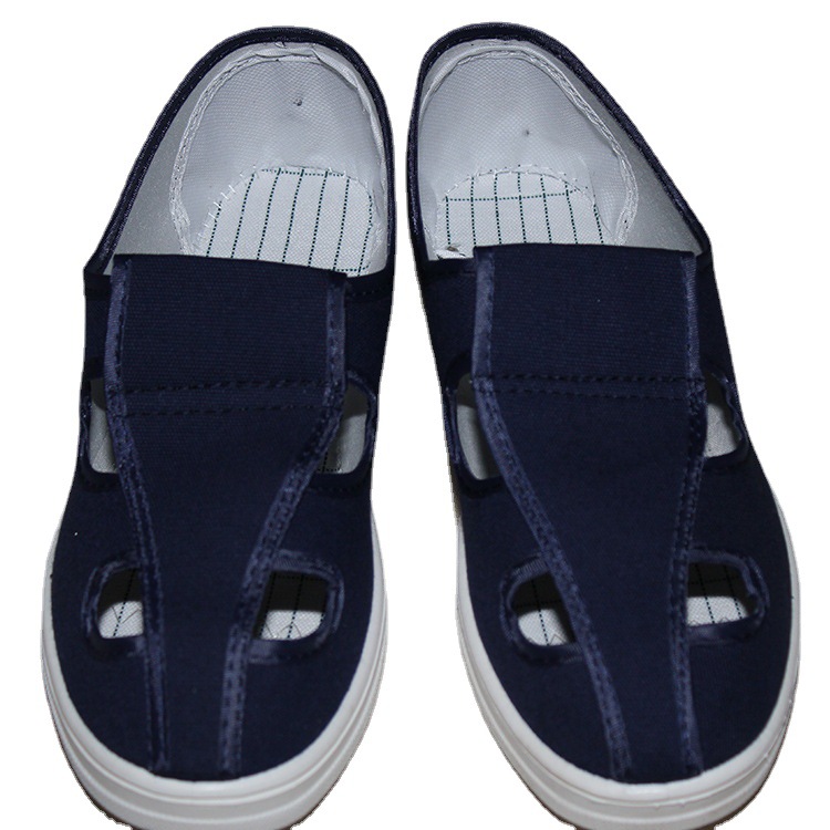 厂家直销安全鞋防静电PVC白帆布四孔鞋 净化鞋车间防静电鞋