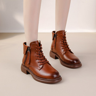 Big Sale Cheap, Take It All, New Low-Heeled Tendon-Soled Boots, Korean Style Casual Leather Women's Boots, Warm Cotton Shoes