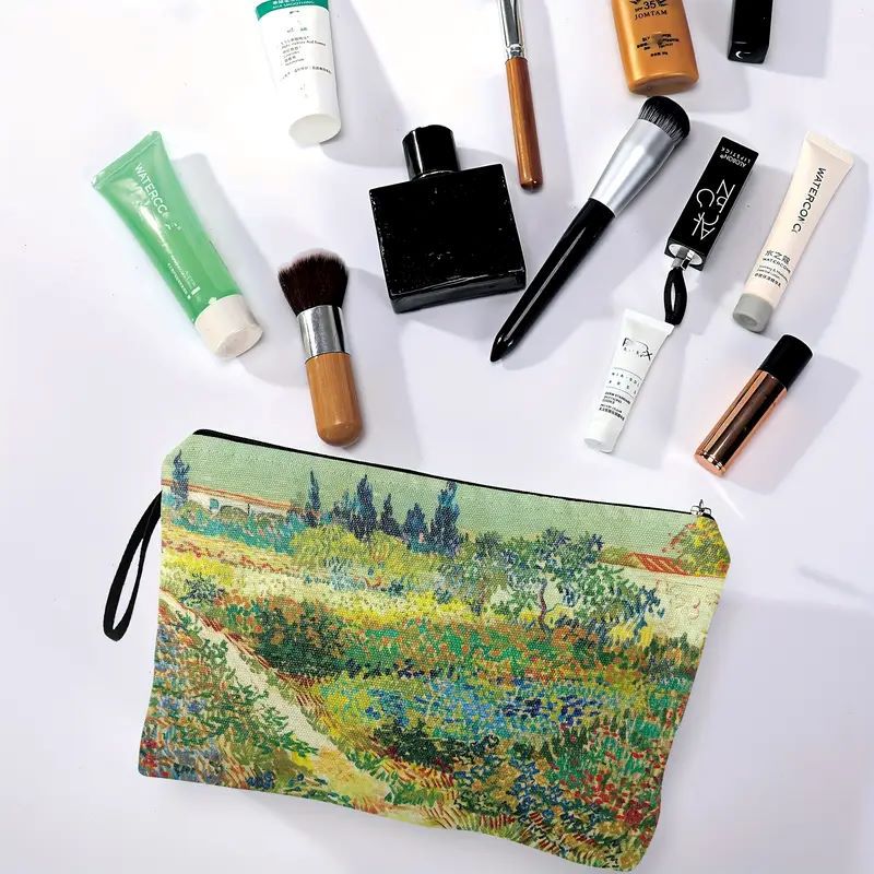 Arte estilo Van Gogh lienzo bolsa de maquillaje portátil bolsa de maquillaje / monedas almacena LOGO imprimible