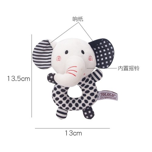 Newborn baby fox elephant hand rattle round hand zipper bag combination set cartoon animal rubber ring rattle