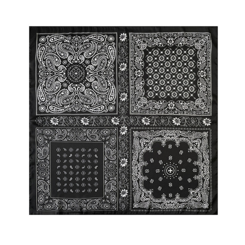 Black and White Cashew Nut Silk Scarf Wholesale Cross-border AliExpress Bestselling 70cm Head Scarf Women's Summer Thin Scarf