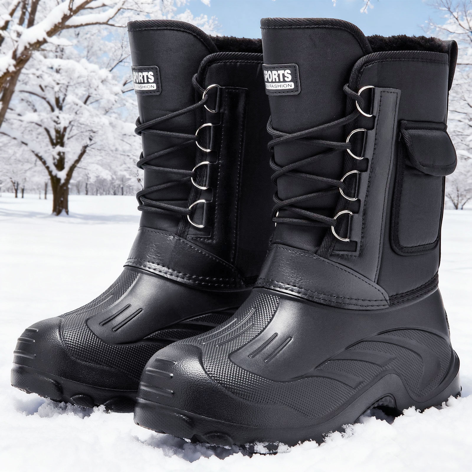 Zapatos para hombres botas de nieve, una botas de algodón caliente, botas de algodón impermeables y anticongelantes, botas gruesas