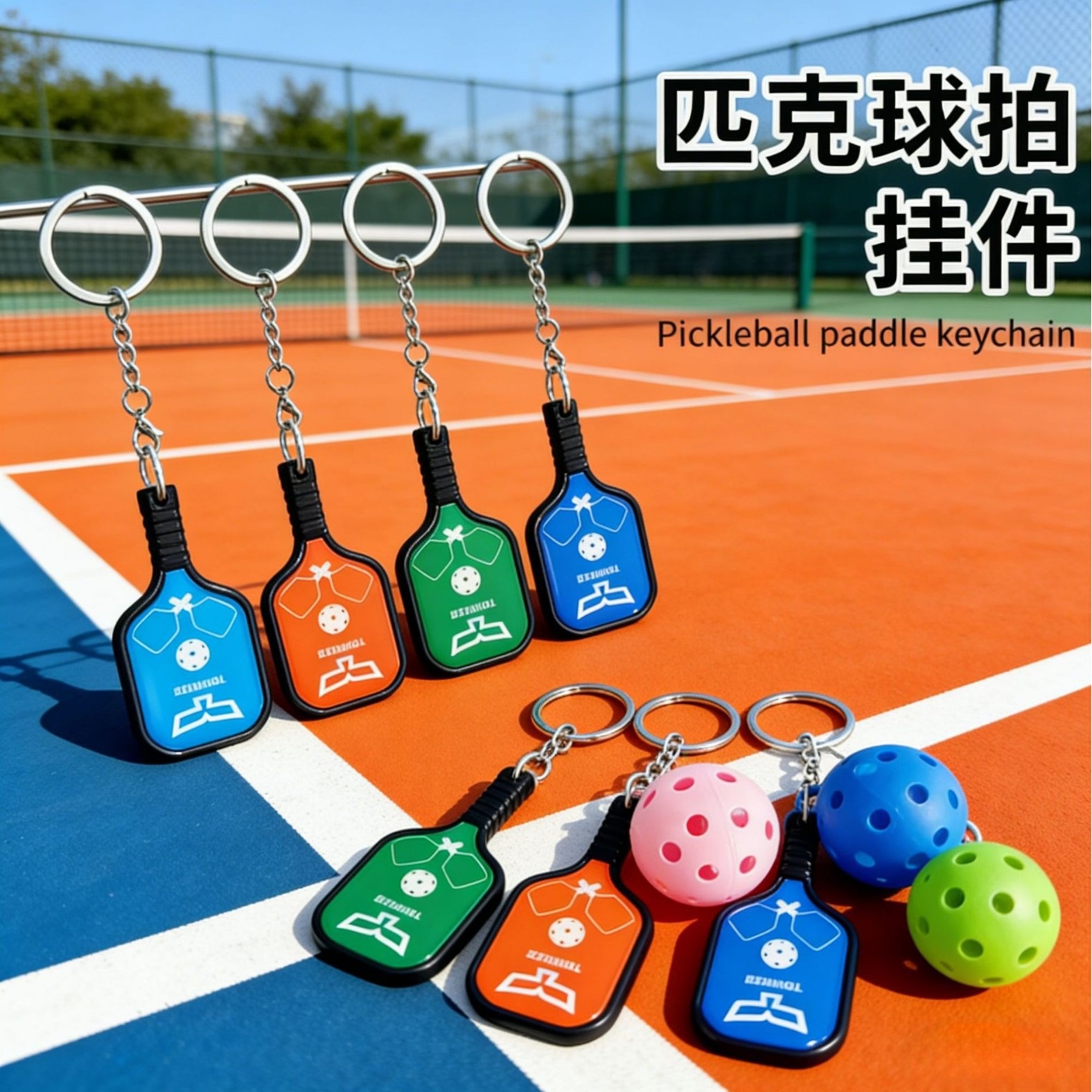 Pickleball-Themed Mini Metal Pendant, Pickleball Competition Cultural and Creative Souvenir, Fun and Creative Keychain Ornament
