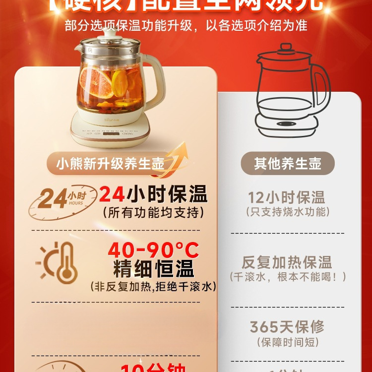 熊養生壺オフィス小型家庭用煮物一体煮ティーポット電気ポット2025新型湯たんぽ|undefined