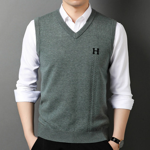 Fashion jacquard sweater vest men's 2023 Spring and Autumn new casual sleeveless sweater vest top