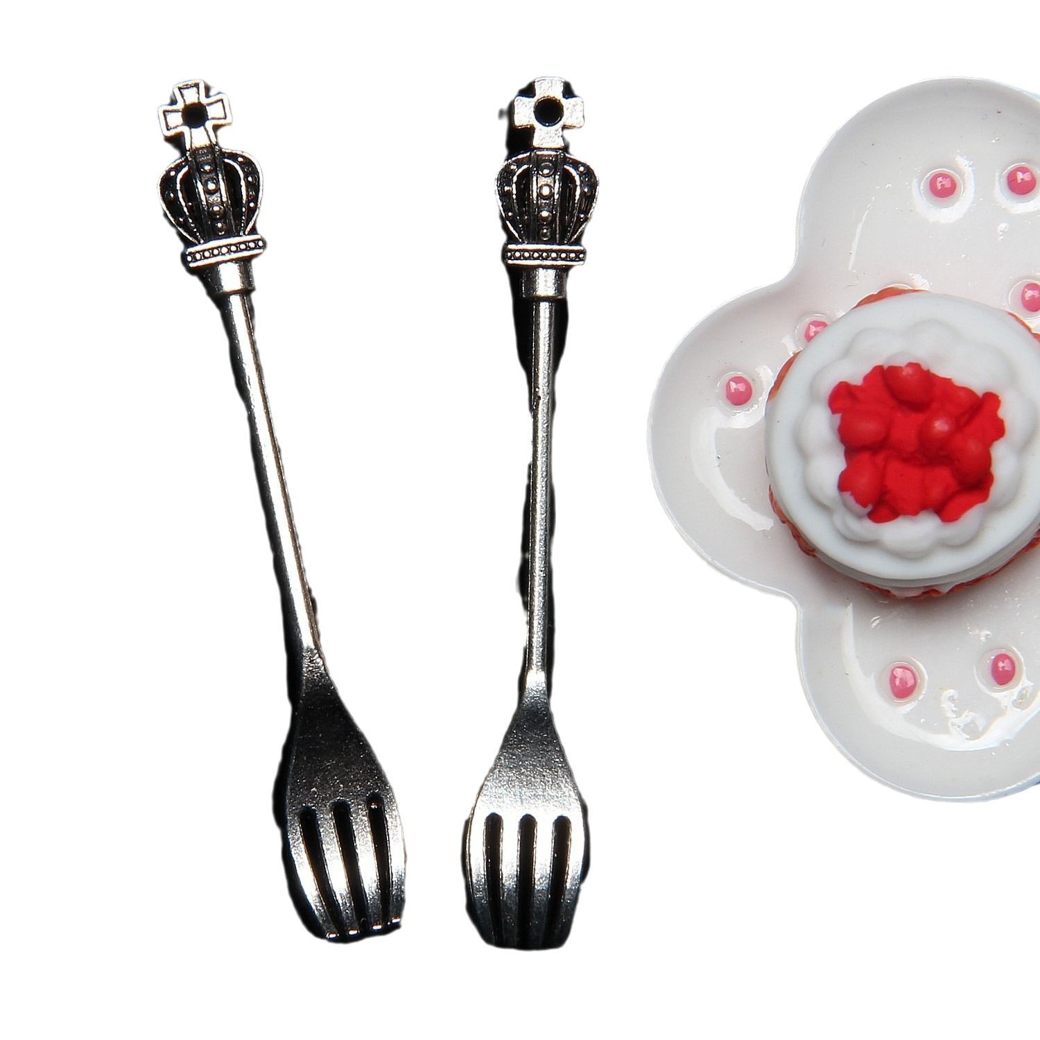 Simulación mini vajilla aleación tenedor cuchara miniatura alimentos y juego traje Keer muñeca Accesorios de juguete